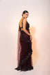 Load image into Gallery viewer, Dark Brown Glamorous Net Saree with Hologram Sequin Work – Shine &amp; Slay ClothsVilla