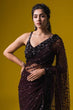 Load image into Gallery viewer, Dark Brown Glamorous Net Saree with Hologram Sequin Work – Shine &amp; Slay ClothsVilla