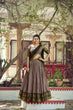 Load image into Gallery viewer, Dark Brown Kalamkari Print Lehenga Set Clothsvilla