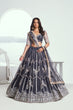 Load image into Gallery viewer, Dark Gray Elegant Butterfly Net Lehenga with Intricate Embroidery