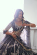 Load image into Gallery viewer, Dark Gray Elegant Butterfly Net Lehenga with Intricate Embroidery