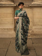 Load image into Gallery viewer, Dark Green Banarasi Woven Satin Silk Blend Saree with Tassels – Unstitched Blouse Piece ClothsVilla