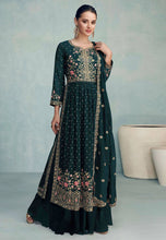Load image into Gallery viewer, Dark Green Color Georgette Fabric Alluring Function Wear Palazzo Suit