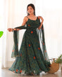 Load image into Gallery viewer, Dark Green Elegant Bandhej Chiffon Anarkali Gown Set – Lightweight &amp; Stylish