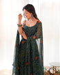 Load image into Gallery viewer, Dark Green Elegant Bandhej Chiffon Anarkali Gown Set – Lightweight &amp; Stylish