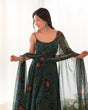 Load image into Gallery viewer, Dark Green Elegant Bandhej Chiffon Anarkali Gown Set – Lightweight &amp; Stylish
