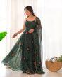 Load image into Gallery viewer, Dark Green Elegant Bandhej Chiffon Anarkali Gown Set – Lightweight &amp; Stylish