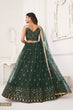 Load image into Gallery viewer, Dark Green Elegant Butterfly Net Lehenga with Tone-to-Tone Embroidery