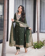 Load image into Gallery viewer, Dark Green Elegant Roman Silk Embroidered Suit Set with Jacquard Dupatta – Zari, Sequence &amp; Coding Work ClothsVilla