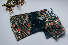 Load image into Gallery viewer, Dark Green Handcrafted Sequined Blouse in Khushi Silk ClothsVilla