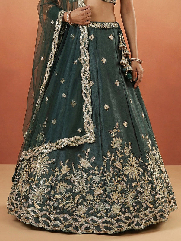 Tissue Beads with Embroidered Lehenga Choli with Dupatta Clothsvilla
