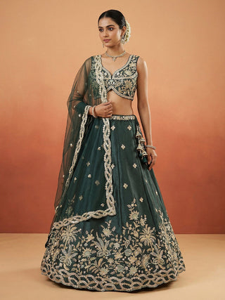 Tissue Beads with Embroidered Lehenga Choli with Dupatta Clothsvilla
