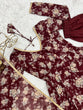 Load image into Gallery viewer, Dark Maroon High-End Laheriya Print Anarkali Set – Pure Fox Georgette Floral Print with Dupatta &amp; Pants – Ready-to-Wear for Summer Weddings