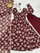 Load image into Gallery viewer, Dark Maroon High-End Laheriya Print Anarkali Set – Pure Fox Georgette Floral Print with Dupatta &amp; Pants – Ready-to-Wear for Summer Weddings