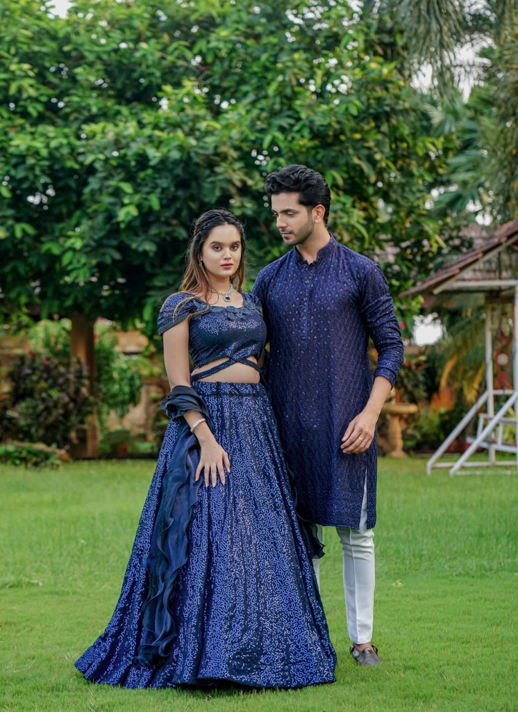 Dark Navy Blue Cinderella Sequence Full Stitched Georgette L Dark Navy Blue Cinderella Sequence Full Stitched Georgette L