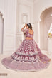 Load image into Gallery viewer, Dark Onion Butterfly Net Lehenga with White Thread, Zari &amp; Sequin Embroidery Clothsvilla