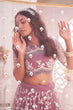 Load image into Gallery viewer, Dark Onion Butterfly Net Lehenga with White Thread, Zari &amp; Sequin Embroidery Clothsvilla