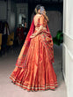 Load image into Gallery viewer, Dark Peach Shimmer Zari Weaving Lehenga ClothsVilla