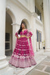 Load image into Gallery viewer, Dark Pink Butterfly Net Lehenga with White Thread and Sequin Embroidery