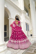 Load image into Gallery viewer, Dark Pink Butterfly Net Lehenga with White Thread and Sequin Embroidery