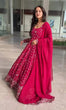 Load image into Gallery viewer, Dark Pink Designer Faux Blooming Anarkali Suit with Heavy 9mm Sequins &amp; Thread Embroidery – Full Set with Pants &amp; Dupatta ClothsVilla