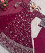 Load image into Gallery viewer, Dark Pink Designer Faux Blooming Anarkali Suit with Heavy 9mm Sequins &amp; Thread Embroidery – Full Set with Pants &amp; Dupatta ClothsVilla
