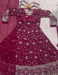 Load image into Gallery viewer, Dark Pink Designer Faux Blooming Anarkali Suit with Heavy 9mm Sequins &amp; Thread Embroidery – Full Set with Pants &amp; Dupatta ClothsVilla