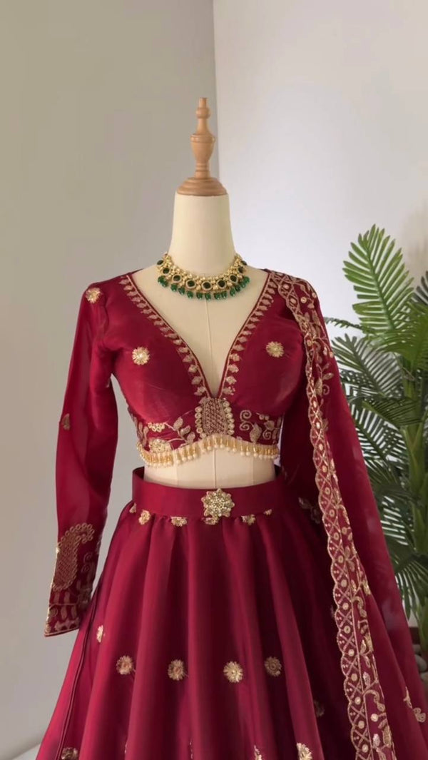Dark Pink Designer Jimi Choo Lehenga Choli Set with Heavy 3mm & 9mm Sequin Embroidery – With Dupatta ClothsVilla