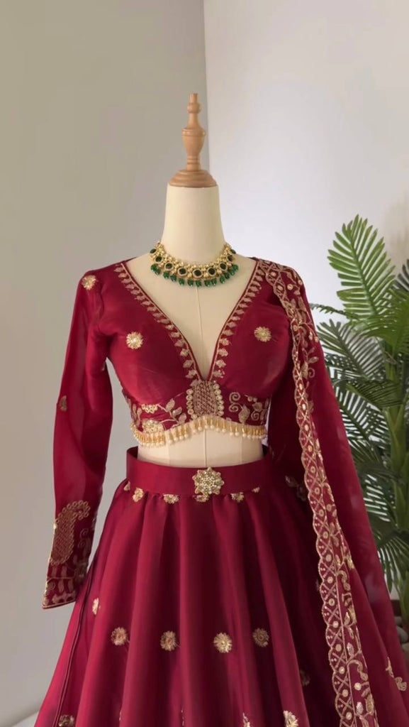 Dark Pink Designer Jimi Choo Lehenga Choli Set with Heavy 3mm & 9mm Sequin Embroidery – With Dupatta ClothsVilla