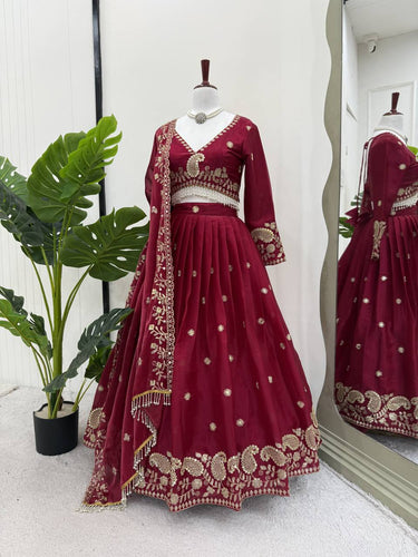 Dark Pink Designer Jimi Choo Lehenga Choli Set with Heavy 3mm & 9mm Sequin Embroidery – With Dupatta ClothsVilla