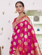 Load image into Gallery viewer, Dark Pink Elegant Banarasi Satin Saree with Unstitched Blouse Piece ClothsVilla