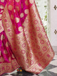 Load image into Gallery viewer, Dark Pink Elegant Banarasi Satin Saree with Unstitched Blouse Piece ClothsVilla