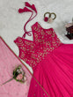 Load image into Gallery viewer, Dark Pink Elegant Chinon Silk Ensemble – Luxe Thread &amp; Sequin Work ClothsVilla