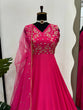 Load image into Gallery viewer, Dark Pink Elegant Chinon Silk Ensemble – Luxe Thread &amp; Sequin Work ClothsVilla