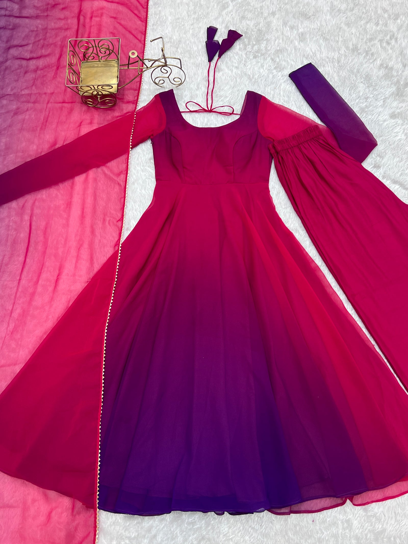 Dark Pink Elegant Colorful Fox Georgette Anarkali Set – Perfect for Festive & Wedding Wear