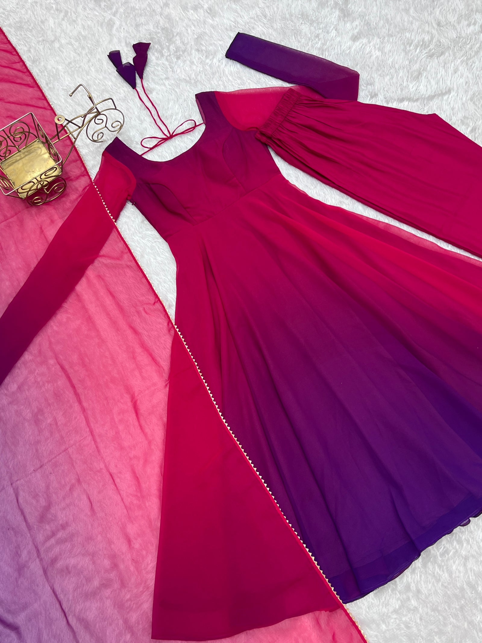 Dark Pink Elegant Colorful Fox Georgette Anarkali Set – Perfect for Festive & Wedding Wear