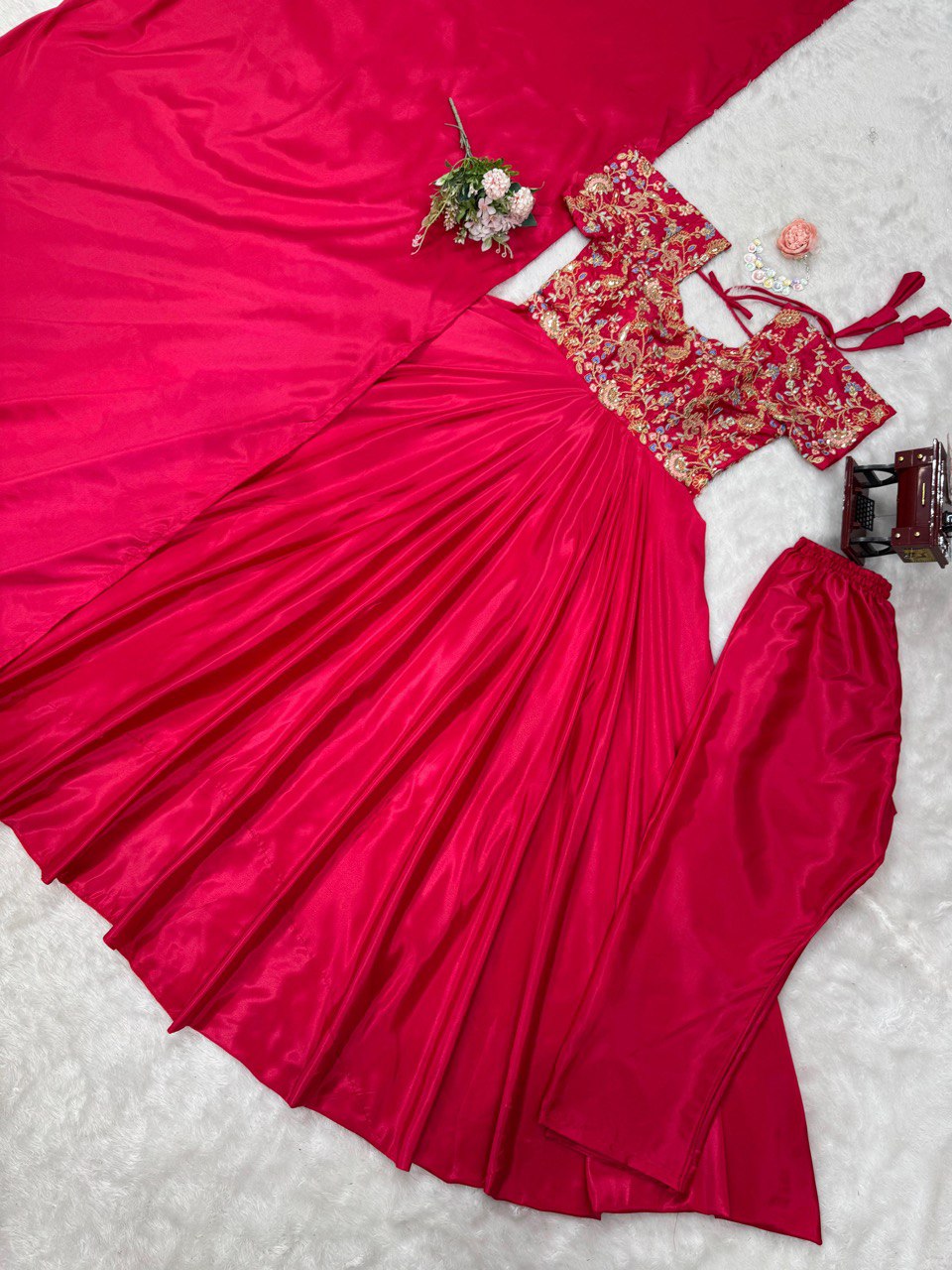Dark Pink Elegant Heavy Natural Crepe Gown with Intricate Coding Dori & Sequin Work ClothsVilla