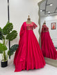 Load image into Gallery viewer, Dark Pink Elegant Heavy Natural Crepe Gown with Intricate Coding Dori &amp; Sequin Work ClothsVilla