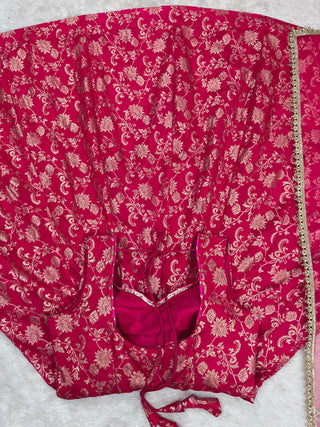 Dark Pink Elegant Jacquard Silk Weaving Suit Set with Dupatta