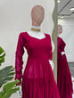 Load image into Gallery viewer, Dark Pink Elegant Ruffle Style Faux Georgette Plazo Set Clothsvilla