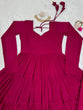 Load image into Gallery viewer, Dark Pink Elegant Ruffle Style Faux Georgette Plazo Set Clothsvilla