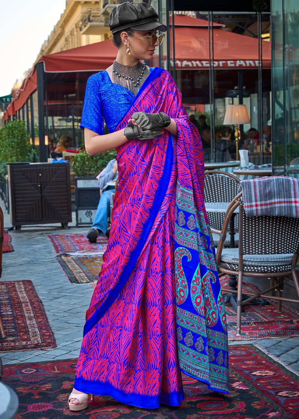 Dark Pink Elegant Satin Crepe Saree – A Perfect Blend of Luxury & Grace ClothsVilla Main image