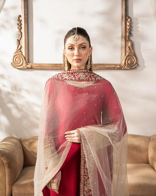 Dark Pink Elegant Satin Silk Ensemble