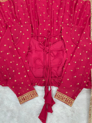 Dark Pink Elegant Thread & Sequin Work Georgette Suit Set