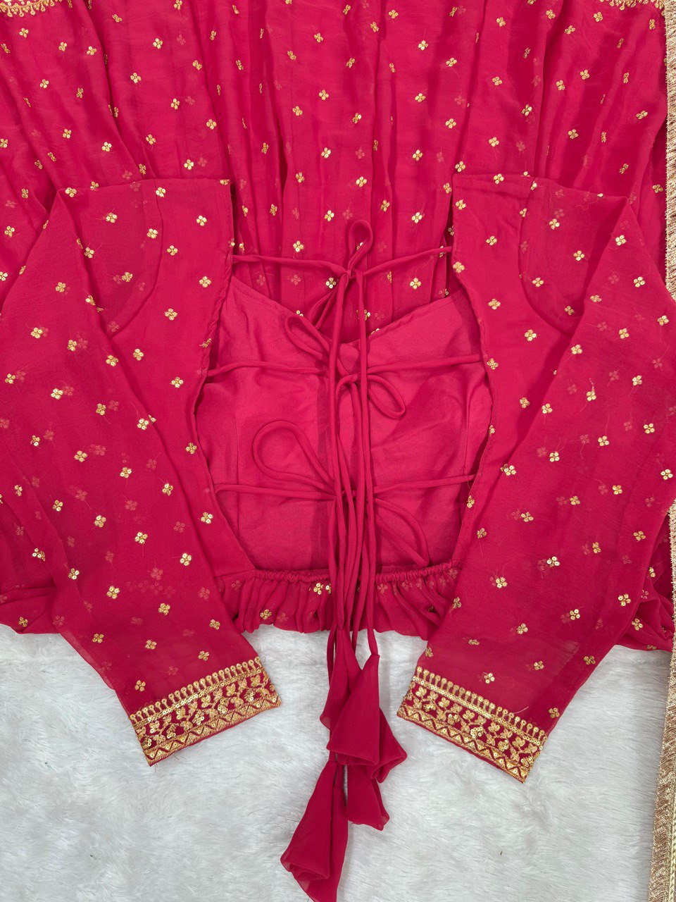 Dark Pink Elegant Thread & Sequin Work Georgette Suit Set