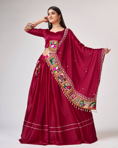 Dark Pink Garba Night Elegance – Designer Chaniya Choli with Gamthi Work ClothsVilla