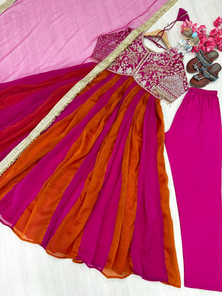 Dark Pink Moss Silk Gown Set ClothsVilla