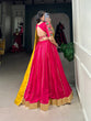Load image into Gallery viewer, Dark Pink Navratri Glow Chanderi Lehenga with Zari and Gota Patti Elegance