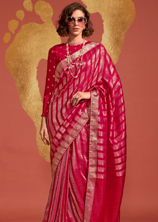 Dark Pink Regal Banarasi Blended Silk Saree with Timeless Intricate Design ClothsVilla