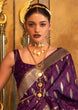 Load image into Gallery viewer, Dark Purple Classic Banarasi Silk Blend Saree – Perfect for Weddings &amp; Festive Occasions ClothsVilla